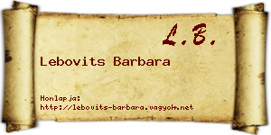 Lebovits Barbara névjegykártya